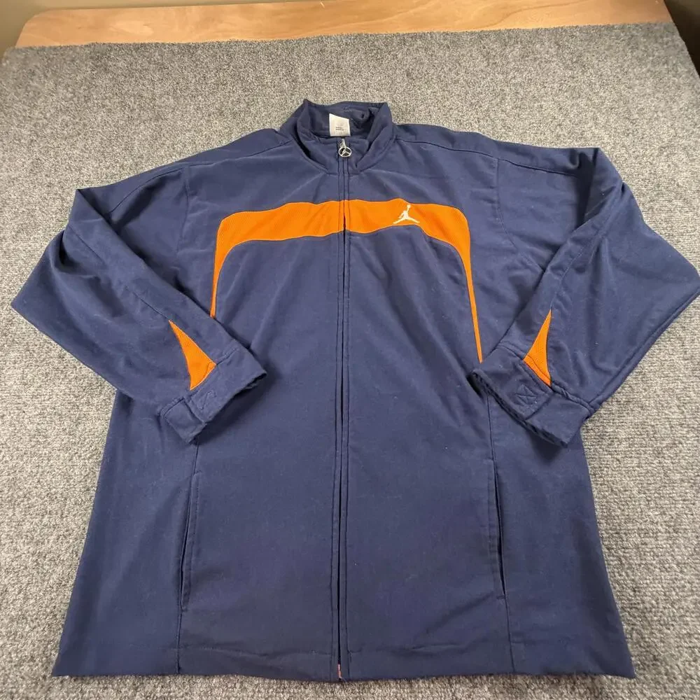 Jordan Mens Sports Jacket Navy Blue Orange Full Zip Track Jacket XL 958191-067‎